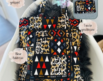 Sac de courses style africain - sac deux-en-un - sac de courses pliable - cadeau de remerciement - imprimé wax - sac à fermeture éclair