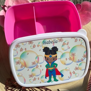 Brotdose personalisiert Kinder -  Brotdose mit 2 Fächern Trennung -Geschenk Schule Kindergarten Lunchbox  - Brotdose mit Namen  für Kinder