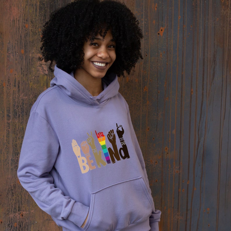 Be kind Pullover, Hoodies, T-Shirts gestalten mit deinem Bügelbild für Diversität und Vielfalt, einzigartige Geschenkidee Bild 8