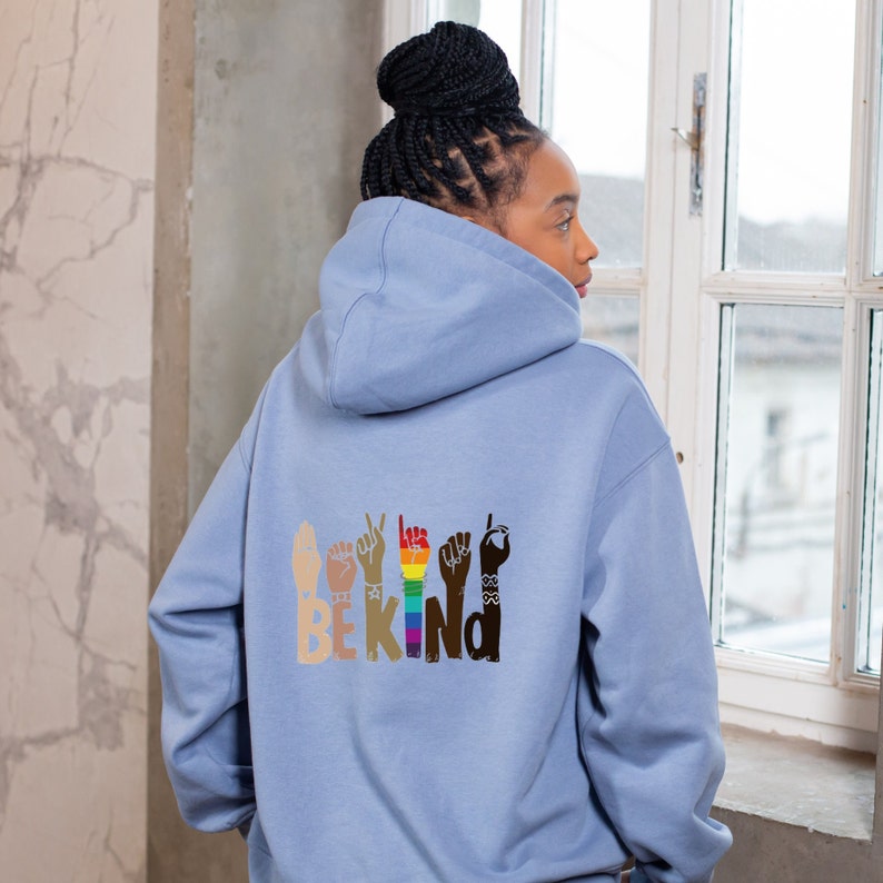 Be kind Pullover, Hoodies, T-Shirts gestalten mit deinem Bügelbild für Diversität und Vielfalt, einzigartige Geschenkidee Bild 2