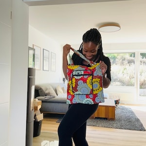 Afrikanische Einkaufstasche - zwei in eins Taschen - Einkaufsbeutel faltbar - Dankeschön Geschenk - Wax Print - Tasche mit Reißßverschluss