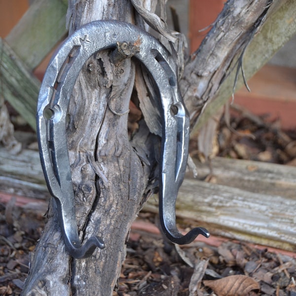 Hand forged horseshoe hooks