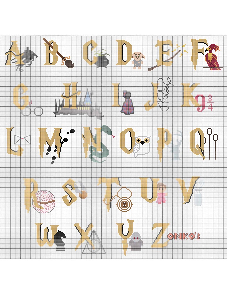 Harry Potter Alphabet Cross Stitch Pattern | Etsy