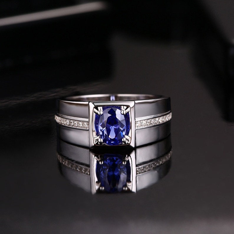 Blue Sapphire Ring Cubic Zirconia Ring Silver Ring - Etsy