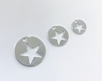 Openwork star pendant for bracelet, ring, necklace - Silver plated 10 microns - Available in 3 sizes - Does not oxidize