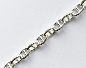 10 micron silver plated marine mesh chain - Does not oxidize excellent quality - Several sizes available - Sold by the meter