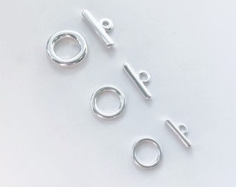 Fermoir toggle 3 tailles - Plaqué argent 10 microns - excellente qualité - ne s'oxyde pas - accessoire de montage