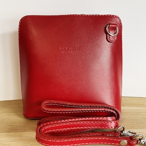 Sac à main "Piccolo" bandoulière rouge vif en cuir Italien - Plein de coloris disponibles - sac crossbody - idéal cadeau