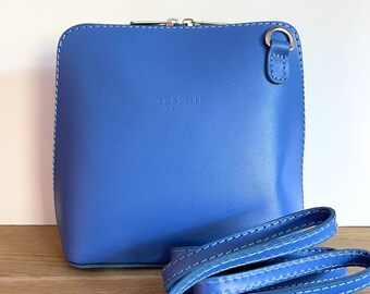 Sac à main "Piccolo" bandoulière bleu lavande cuir Italien - Plein de coloris disponibles - sac crossbody - idéal cadeau
