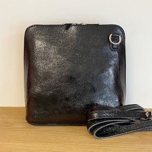 Sac à main "Piccolo" bandoulière noir irisé cuir Italien - Plein de coloris disponibles - sac crossbody - idéal cadeau