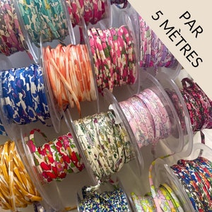 Lot 5 MÈTRES ruban liberty - tissu liberty - ruban pour bracelet fleuri - accessoire mercerie - DIY bijoux ruban léopard ruban vichy