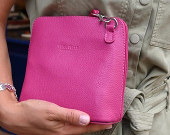 Sac à main "Piccolo" bandoulière rose fuchsia en cuir grainé Italien - Plein de coloris disponibles - sac crossbody - idéal cadeau