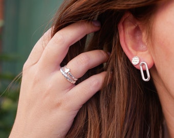 Oval earrings - Ear studs - Silver plated 10 microns - Oval shape