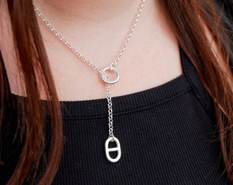 Navy mesh sliding necklace - Silver plated 10 microns - thin necklace - Available in several sizes