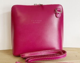 Sac à main "Piccolo" bandoulière rose fuchsia en cuir Italien - Plein de coloris disponibles - sac crossbody - idéal cadeau