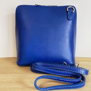 Sac à main "Piccolo" bandoulière bleu électrique en cuir Italien - Plein de coloris disponibles - sac crossbody - idéal cadeau