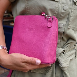 Sac à main "Piccolo" bandoulière rose fuchsia en cuir grainé Italien - Plein de coloris disponibles - sac crossbody - idéal cadeau