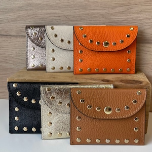 Marsupio Rock in pelle italiana - vari colori di tendenza arancio cammello nero beige oro - piccolo portamonete con bottone automatico - pelletteria