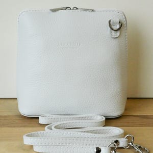 "Piccolo" white grained Italian leather shoulder bag - Many colors available - crossbody bag - ideal gift