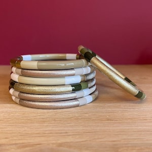 WIDE 6mm | 2 COLORED SIDES - 6mm buffalo horn bangle - Lacquered on both sides - several colors - natural bangle - sold individually