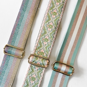 Rosa wassergrün pastell frühlingshafte Handtasche Schultergurt - Crossbody-Griff - verstellbarer Riemen Damen Geschenkidee Gold- oder Silberdetails