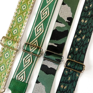Dunkelgrüner/lebendiger Handtaschen-Schultergurt – Umhängetaschen-Griff – verstellbarer Riemen, Geschenkidee für Damen, goldene oder silberne Details