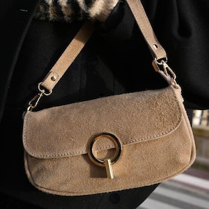 Sac Paola Daim - Sac à main tendance - Nubuck daim cuir - Sac à main femme - Maroquinerie - Sucre et Cannelle