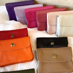Pochette Sunny mini Cuir Grainé - petit porte monnaie en cuir brillant irisé - mini pochette de rangement - accessoire maroquinerie