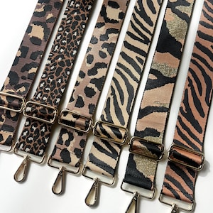 Bandoulière sac à main imprimés animal léopard zèbre - anse crossbody - sangle réglable idée cadeau femme détails dorés ou argentés