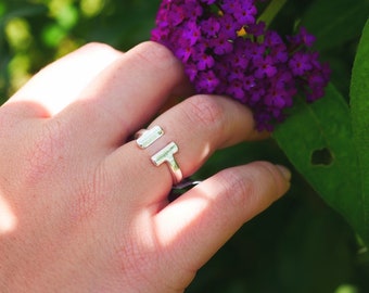 Bague Lily - Bague plaqué argent 10 microns - Bague d'excellente tenue, avec deux jolies barres parallèles -  Bague Ajustable