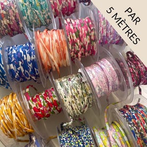 DUO lot liberty ribbon by 1 meter of each - liberty fabric - cord for bracelet and necklace in sliding knot - leopard ribbon gingham ribbon