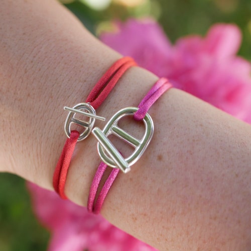 Summer Satin Bracelet - Navy Mesh Bracelet and Satin Cord - T Clasp Style - Adjustable