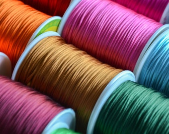 DUO satin cord set 1mm - 2 x 2 meters - synthetic rattail - Cord for bracelet and necklace in sliding knot