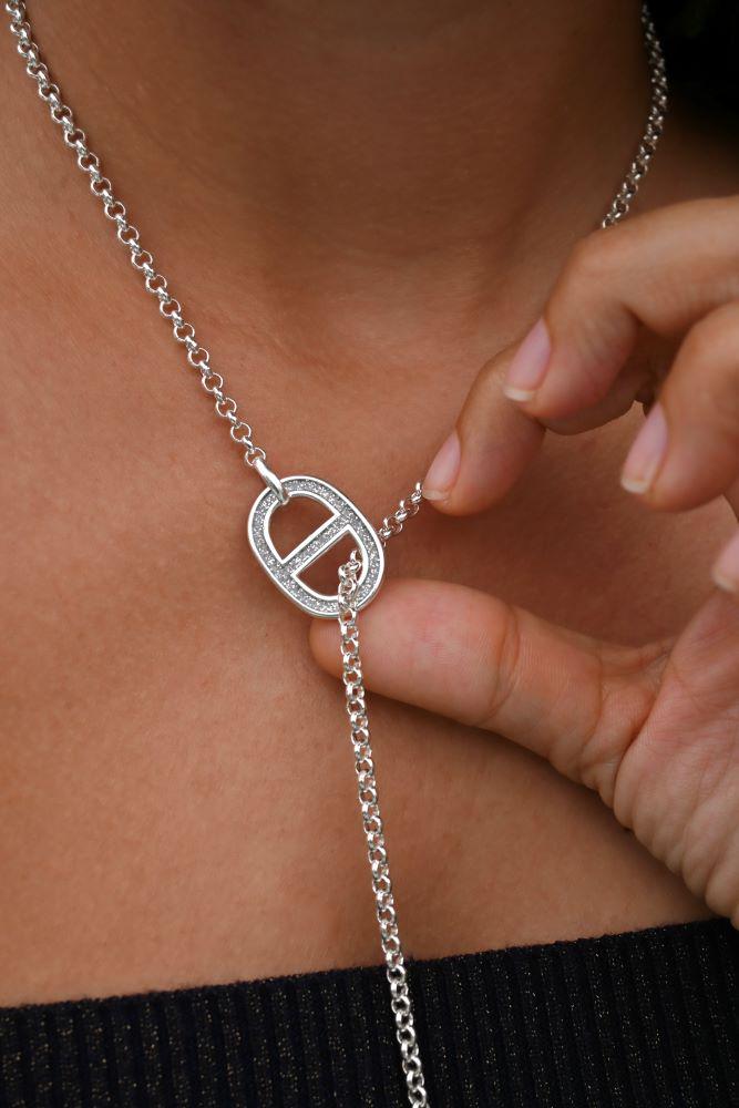 Collier Lariat Coulissant Chaîne Ancre En Acier Inoxydable - Longueur 70 Cm - Neuf Avec étiquettes