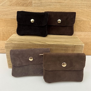 Sunny mini nubuck leren etui - klein portemonneetje van natuurlijk leer - mini opbergetui - accessoire voor lederwaren