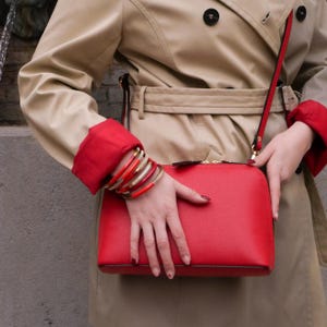 Sac à main "Bambino" en cuir italien - Plein de coloris disponibles - sac crossbody - cadeau idéal femme - Sucre et Cannelle maroquinerie