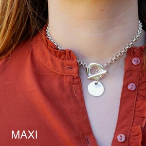 Sophie choker necklace with toggle clasp and round charm All silver plated Several sizes available image 4