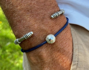 Petanque sports bracelet - Petanque ball bead - 10 micron silver plated - Resists the test of time - Ideal for DIY men&#39;s bracelet assembly