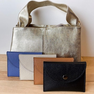 Monedero rígido de piel granulada Sunny - Monedero pequeño de piel - Minibolso de almacenamiento - Accesorio de marroquinería - Piel granulada
