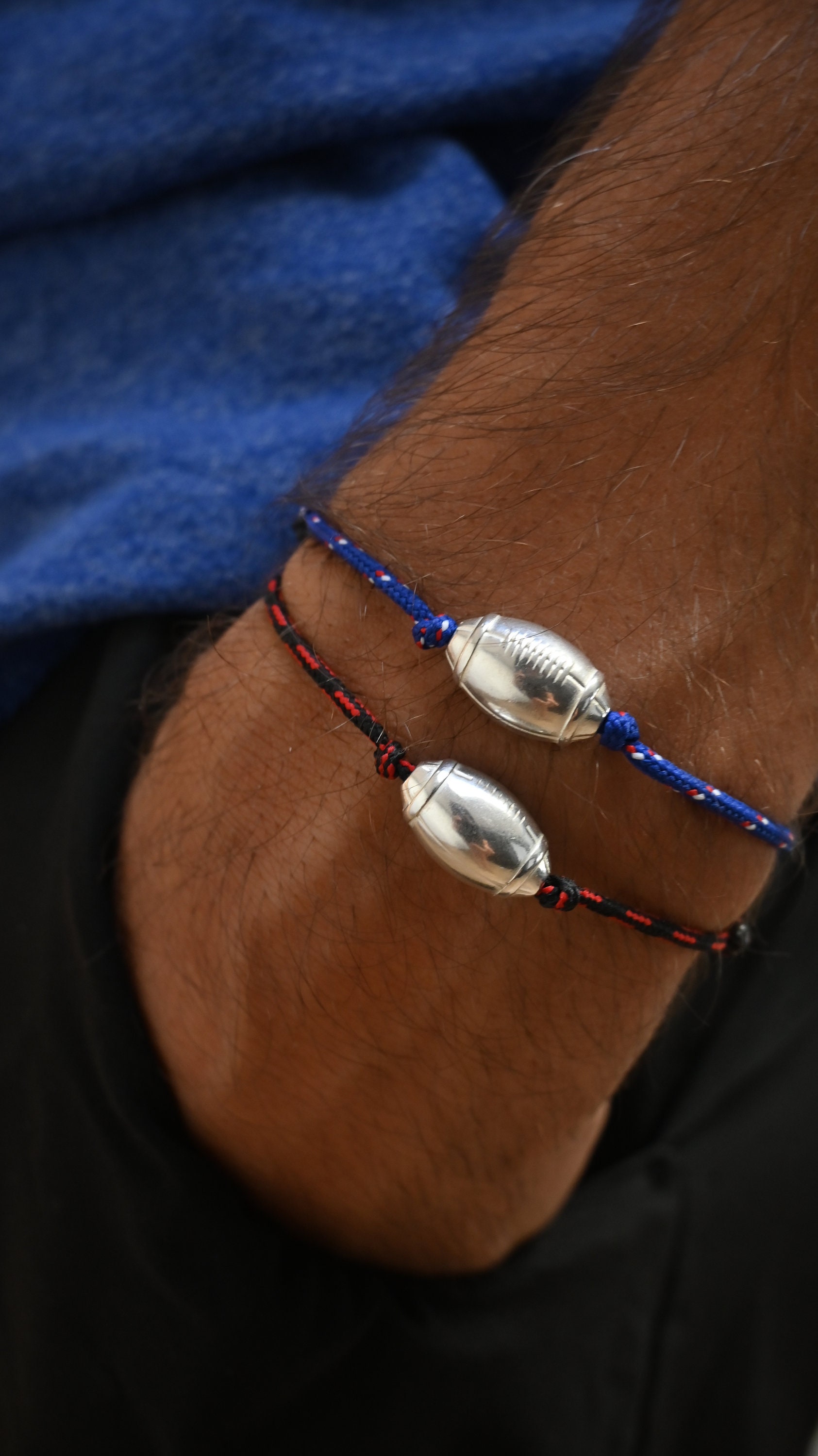 Rugby bracelet team of your choice - silver plated rugby ball - men's sports bracelet - men's Father's Day gift idea