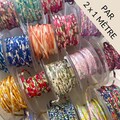 DUO lot liberty ribbon by 1 meter of each - liberty fabric - cord for bracelet and necklace in sliding knot - leopard ribbon gingham ribbon product logo