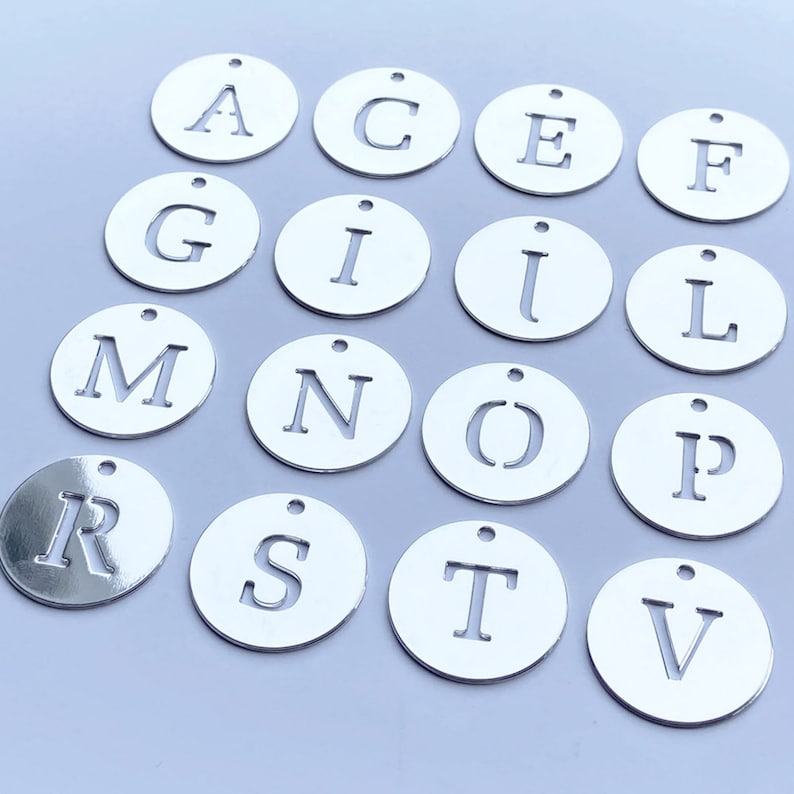 Silver plated rush bracelet with letter pellet with or without image 2