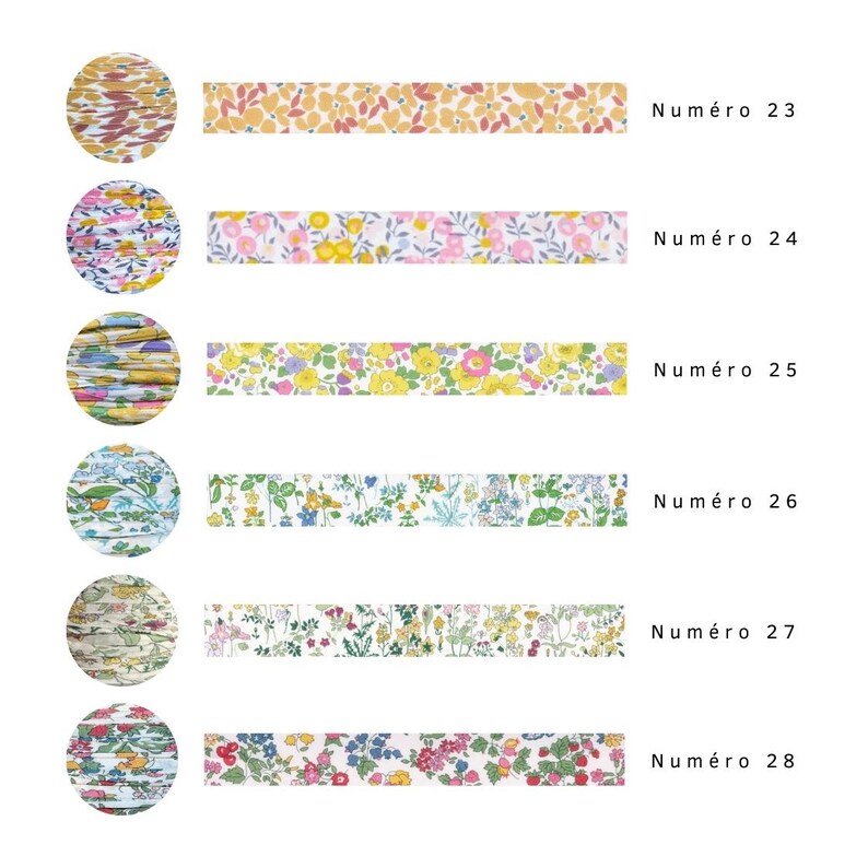 DUO Lot Liberty Ribbon by 1 Meter of Each Liberty Fabric Cord for