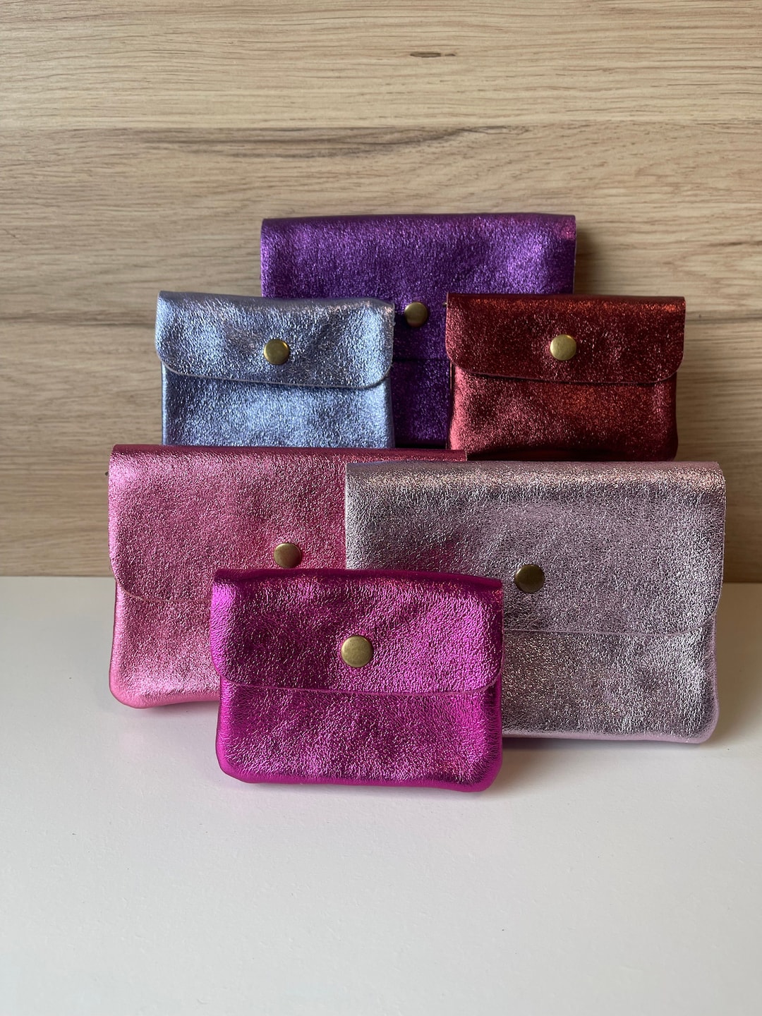 Sunny Pouch Small Iridescent Shiny Leather Coin Purse Mini