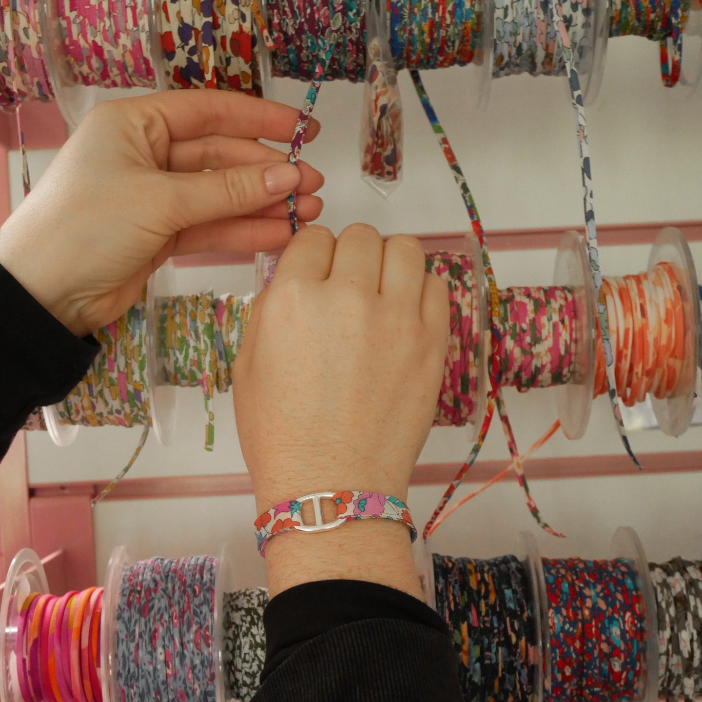 5 Mètres Cordons Tissu Liberty - Biais Différents Motifs - Création Bijoux Bracelet Colliers - Neuf