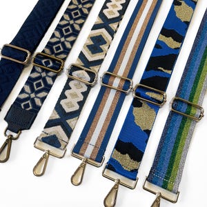 Electric blue handbag shoulder strap - crossbody handle - adjustable strap gift idea for women gold or silver details
