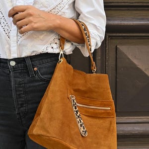 Sac Féline Daim - Sac à main ou à bandoulière motifs Léopard - Sac tendance Maroquinerie