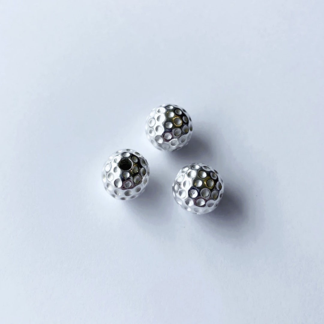 Golf Ball Beads 10 Micron Silver Plated Sold in Packs of 3 Beads Resistant to Time Ideal for DIY