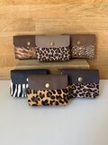 "Sunny" suede leather pouch with leopard and zebra print - small coin purse size 10.5 x 8 cm - ideal leather accessory product logo