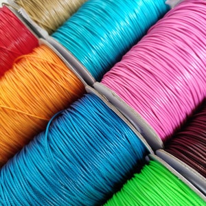 DUO waxed cord set of 2 x meters, 1mm, for bracelet and necklace in sliding knot